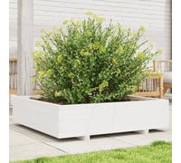 YUOTYRKTEJRSG Large White Wooden Planter Box 100x100x26.5 cm, Solid Pine Wood Raised Garden Bed for Flowers, Herbs, Vegetables, Outdoor Patio Balcony Decor