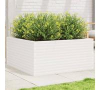 YUOTYRKTEJRSG Large White Wooden Planter Box 100x100x46 cm for Garden Patio Deck, Solid Pine Raised Bed with Open Bottom Drainage, Rustic Outdoor Flower Vegetable Herb Garden Container