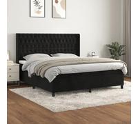 YUOTYRKTEJRSG Letto Con sommier a Lattes e materasso a Molle insacchettate 180x200 cm Nero Velluto Telaio regolabile Con testiera e Topper 5 cm