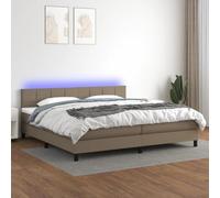 YUOTYRKTEJRSG Letto matrimoniale Con testiera imbottita e Base a doghe materasso a Molle insacchettate Topper e strisce LED Taupe 200x200cm Tessuto Camera da letto
