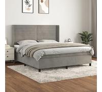 YUOTYRKTEJRSG Letto matrimoniale Con testiera regolabile e materasso a Molle insacchettate 180x200cm Gris Clair Velours morbido per Notte riposante Camera da letto