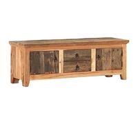 YUOTYRKTEJRSG Meuble TV 120 cm en Bois Massif d'Acacia et de Récupération, Buffet Bas Salon Rustique avec 2 Compartiments 2 Tiroirs, Meuble HiFi Stéréo pour Salon et Salle à Manger