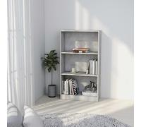 YUOTYRKTEJRSG Moderne 3-stöckige Bücherregal in Betongrau, 60x24x109cm, aus Holzwerkstoff, Stilvolles Wohnzimmer Regal, Vielseitiges Aufbewahrungsmöbel für Bücher und Deko