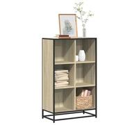 YUOTYRKTEJRSG Moderne Bücherregal aus Eiche Sonoma 65,5x33x107,5 cm mit 6 Böden, Stahlrahmen & Wandhalterung für Wohnzimmer, Büro | Stabiles Aufbewahrungsmöbel aus Holzwerkstoff