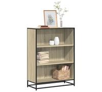 YUOTYRKTEJRSG Moderne Bücherregal aus Eiche Sonoma 80x35x107 cm mit Metallrahmen, Stabiles Industriedesign Regal mit 3 Böden für Wohnzimmer Büro, Großes Aufbewahrungsmöbel für Bücher und Deko