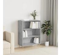 YUOTYRKTEJRSG Moderne Bücherregal aus Holzwerkstoff in Betongrau 90 cm Hoch mit 3 offenen Fächern, stabile Metallfüße für Wohnzimmer und Homeoffice, Robuste Aufbewahrungslösung für Bücher und Deko