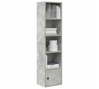 YUOTYRKTEJRSG Moderne Bücherregal mit Schrank in Betongrau, 31x24x127 cm, aus robustem Holzwerkstoff, Viel Stauraum für Bücher, Wohnzimmer, Homeoffice, Einfach zu reinigen