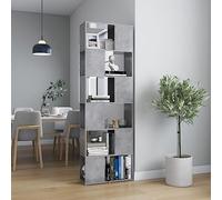 YUOTYRKTEJRSG Moderne Bücherregal Raumteiler 186 cm Grau Betonoptik, Stilvolles Regal mit 5 Fächern für Wohnzimmer Büro, Stabile Aufbewahrung für Bücher Deko Pflanzen