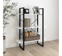 YUOTYRKTEJRSG Moderne Bücherregal Weiß 80x30x105 cm aus Holzwerkstoff mit Metallrahmen, Industriestil Wohnzimmer Schlafzimmer, Stabile 3 Fachböden für Bücher Deko, Einfache Montage