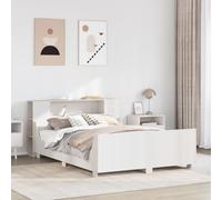 YUOTYRKTEJRSG Pin Massif 7 Compartiments tête de lit Blanc 150x200 cm | Cadre de lit 150x200 cm blanc pin massif avec tête de lit rangement et sommier à lattes, sans matelas, charge 180kg pour