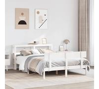 YUOTYRKTEJRSG Pin Massif avec étagères Blanco 120x190 cm | Cadre de lit sans matelas blanc 120x190 cm bois de pin massif avec rangement tete de etablettes lit plateforme robuste