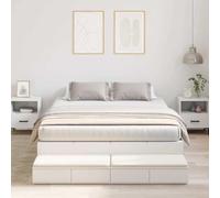 YUOTYRKTEJRSG Pin Massif avec Rangement Chic Design épuré Blanc 140 cm | Cadre de lit avec rangement Blanc 140 cm Bois ingénierie, lit double avec 4 tiroirs sommier inclus, robuste 200kg chambre