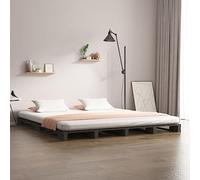 YUOTYRKTEJRSG Pin Massif Robuste Style Palette Gris 150 x 200 cm | Lit de palette sans matelas gris bois massif chambre design industriel sommier bois naturel