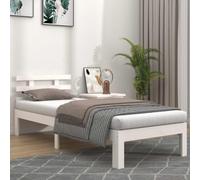 YUOTYRKTEJRSG Pin Massif Rustique Literie Stable Blanche 90x190 cm | Cadre de lit en bois massif blanc 90x190 cm sans matelas avec tête de lit et sommier à lattes pour chambre moderne