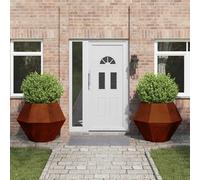 YUOTYRKTEJRSG Rustic Rectangular Steel Planter Box Set of 2, 100 x 100 x 80 cm Outdoor Garden Planters for Patio Balcony Wall, Durable Weather-Resistant Large Raised Bed for Flowers Herbs Vegetables