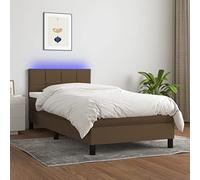 YUOTYRKTEJRSG Sommier a Lattes Con Matelas e LED Morbido Regolabile Marrone Scuro 80x200cm Letto Con Testiera e Luci a Colori Coprimaterasso Imbottito
