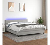 YUOTYRKTEJRSG Sommier à Lattes Con Matelas et LED Grigio Chiaro 180x200 cm Letto Con Testiera Regolabile e Luci Colorate USB Set Letto Completo Con Materasso a Molle Insacchettate e Topper Morbido