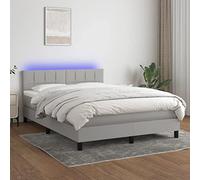 YUOTYRKTEJRSG Sommier à Lattes Con rete letto e LED e materasso a Molle insacchettate Gris Clair 140x190 cm testiera regolabile in Altezza Con proteggimaterasso spesso 5