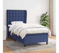 YUOTYRKTEJRSG Sommier à Lattes de lit avec Matelas à Ressorts ensachés Bleu 90x200 cm Tissu Tête de lit réglable Confort fermeté Moyenne Durable pour Chambre Adulte et Adolescent
