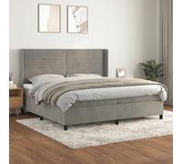 YUOTYRKTEJRSG Sommier à Lattes de lit e Matelas Gris Clair 200x200cm Velours letto matrimoniale Con testiera regolabile e materasso a Molle insacchettate supporto Medio rigido per schiena