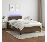 YUOTYRKTEJRSG Sommier a Lattes de lit Matelas et LED Marron Fonce 120x200 cm Wood Bed Frame with LED Lights Adjustable Headboard Pocket Sprung Mattress Memory Foam Topper Dark Brown