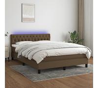YUOTYRKTEJRSG Sommier a Lattes de lit Matelas et LED Marron Fonce 140x190 cm Complet avec Tete de lit reglable USB Colorful Strip Light Encase Spring Mattress Topper for Bedroom