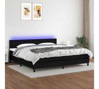 YUOTYRKTEJRSG Sommier a Lattes de lit Tissu avec Matelas LED Noir 200x200 cm Tete de Lit Reglable Hauteur Soutien Dos Lecture