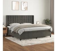 YUOTYRKTEJRSG Sommier a Lattes e Matelas 200x200cm Grigio Scuro Lettino Con Schienale Regolabile e Materasso a Molle Insacchettate in Velluto Morbido per Camera da Letto Ospiti Relax