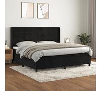 YUOTYRKTEJRSG Sommier a Lattes e Matelas Ensemble 200x200 cm Nero Velluto Testiera Regolabile Letto Confortevole Con Materasso a Molle Insacchettate e Topper Morbido per Camera da Letto
