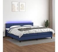 YUOTYRKTEJRSG Sommier à Lattes Lit Matelas LED Blu 200x200 cm Tissu Letto Con Testiera Regolabile e Banda Luminosa USB Matrimoniale Con Rete e Materasso a Molle Insacchettate per Camera da Letto