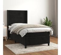 YUOTYRKTEJRSG Sommier a lettes de lit avec Matelas Noir 90x190 cm Velours Letto Completo Con Testiera Regolabile e Materasso a Mollusche Insacchettate per Notte Riparatrice Sostegno Medio-Duro