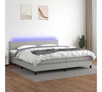 YUOTYRKTEJRSG Sommier a lettes letto Con materasso a Molle insacchettate e LED Grigio Chiaro 200x200 cm Tissuto letto matrimoniale Con testiera regolabile proteggimatelass in schiuma USB 5V