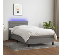 YUOTYRKTEJRSG Sommier a Letti Con materasso a Molle insacchettate e LED Grigio Scuro 90x190cm, testiera regolabile in Altezza, letto Imbottito Con rete, Luce USB notturna, struttura in Legno