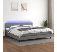 YUOTYRKTEJRSG Sommier a Letti Con materasso a Molle insacchettate e LED RGB Grigio Scuro 200x200 cm letto matrimoniale Con testiera regolabile e proteggimaterasso incluso comodino USB