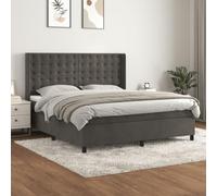 YUOTYRKTEJRSG Sommier a Letti Con testiera regolabile e materasso a Molle insacchettate Grigio Scuro 160x200cm letto matrimoniale in velluto letto Con contenitore