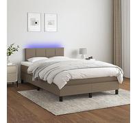 YUOTYRKTEJRSG Sommier Con testiera regolabile e letto Con materasso a Molle insacchettate e Topper LED Taupe 120x200 cm Tissuto letto Completo Con illuminazione a strisce LED USB