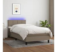 YUOTYRKTEJRSG Sommier Tapissier Con Testiera Regolabile e Matelas a Molle Insacchettate Con Luci LED Taupe 80x200 cm Tissuto Letto Completo per Camera da Letto