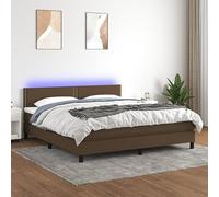 YUOTYRKTEJRSG Sommiera letto Con materasso a Molle insacchettate testiera regolabile e strisce LED colorate Marrone Scuro 180x200 cm Set Completo Camera da letto
