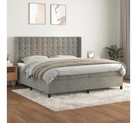 YUOTYRKTEJRSG Sommiero a Lattes Con materasso e Topper Gris Clair 200x200cm Velours letto matrimoniale contenitore testiera regolabile Con Molle insacchettate