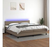 YUOTYRKTEJRSG Sommiero a LETTO Con e materasso a Molle insacchettate LED luci Taupe 200x200cm Tissuto testata regolabile USB letto matrimoniale contenitore Set