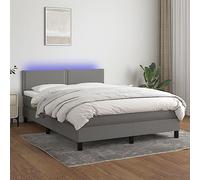 YUOTYRKTEJRSG Sommiero a Molle insacchettate Con testiera regolabile e luci LED Letto Completo Con materasso e Topper Grigio Scuro 140x190 cm