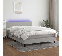 YUOTYRKTEJRSG Sommiero Con testiera regolabile e materasso a Molle insacchettate letto matrimoniale Con luci LED USB Grigio Chiaro 140x190 cm schienale Imbottito