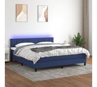 YUOTYRKTEJRSG Sommiero letto Con materasso LED Bluetooth USB matrimoniale 160x200 cm Tessuto blu testiera regolabile per Camera da letto Bambini adulti