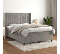 YUOTYRKTEJRSG Sommiero Letto Grigio Chiaro 140x200 Con Testiera Regolabile e Materasso a Molle Insacchettate Morbido Topper 5cm Set Cam da Letto in Velluto Lattes Imbottito
