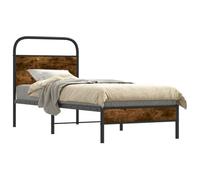 YUOTYRKTEJRSG Structure Acier Robuste lit Classique Brun 75x190cm | Cadre de lit sans matelas chêne fumé 75x190cm bois d'ingénierie sommier renforcé lit plateforme chambre adulte