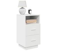 YUOTYRKTEJRSG Table de Chevet Blanche Moderne avec 2 Grands Tiroirs, Meuble de Nuit en Bois pour Chambre à Coucher, Commode de Rangement 36x36x68 cm, Design Pratique et Élégant