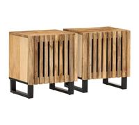 YUOTYRKTEJRSG Tables de Chevet Industrielles 2 Pcs en Bois de Manguier Massif Brut 40x34x46 cm avec Porte, Meuble de Chambre à Coucher Élégant et Pratique pour Rangement Livrées