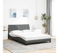 YUOTYRKTEJRSG Tissu Respirant avec tête de lit rembourrée Gris 140x190 cm | Cadre de lit sans matelas Hanko gris foncé 140x190 cm tissu avec tête de lit rembourrée et lumières LED