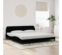 YUOTYRKTEJRSG Velours Doux avec tête de lit Soutien Stable 200x200 cm Noir