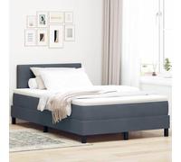 YUOTYRKTEJRSG Velours LED Tête de lit modulable Gris 120 x 190 cm | Lit à ressort LED avec matelas Gris foncé 120 x 190 cm Velours, tête de lit réglable, lumière RGB, sommier à lattes inclus